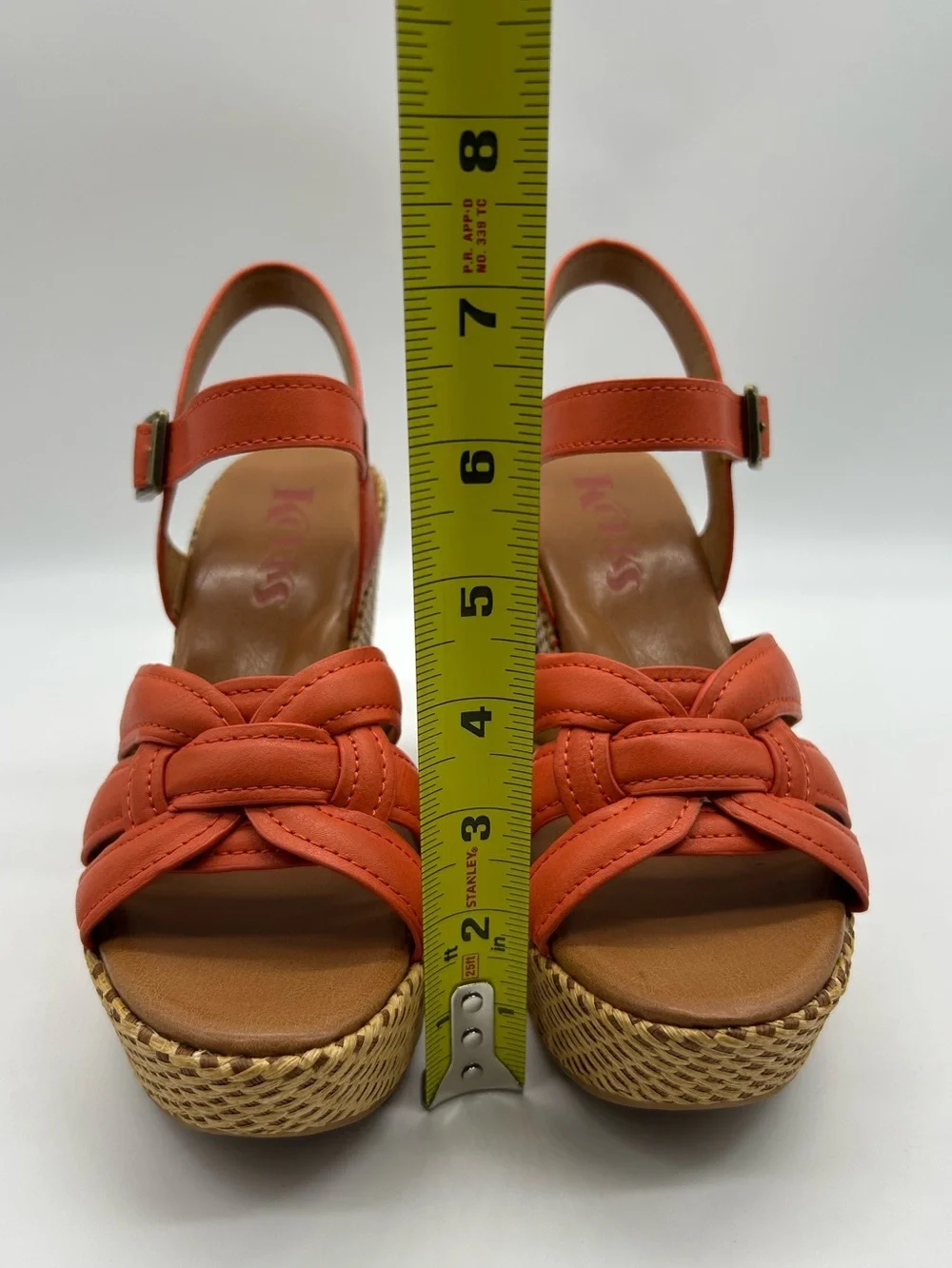Korks Dee Orange Platform Sandals Size 6 Woven Block Heel Slingback NIB